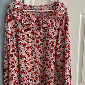 Croft & Barrow Red and Navy Floral Blouse